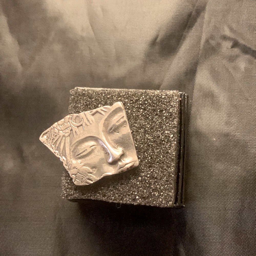 .925 Silver Human Face Ring - image 1
